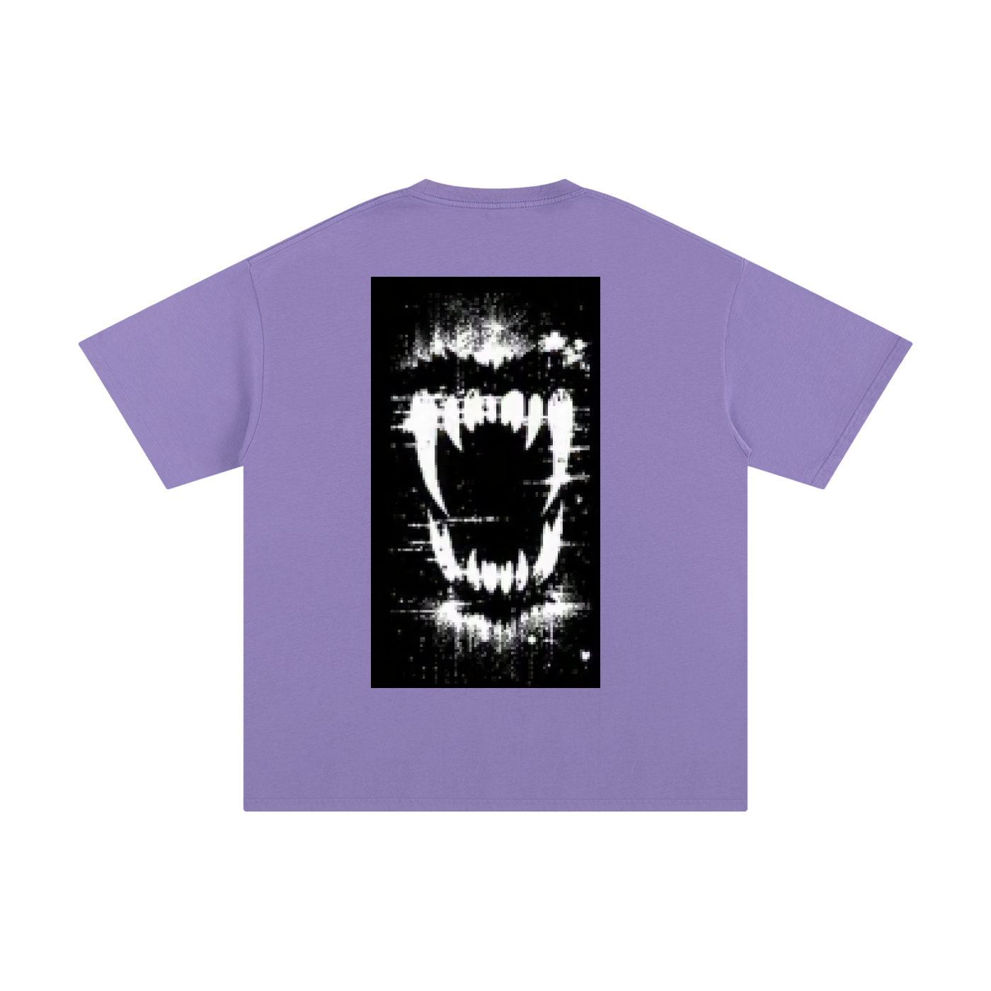 FERAL pure cotton T-shirt, light purple with black-and-white graphic print