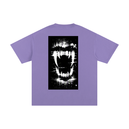 FERAL pure cotton T-shirt, light purple with black-and-white graphic print