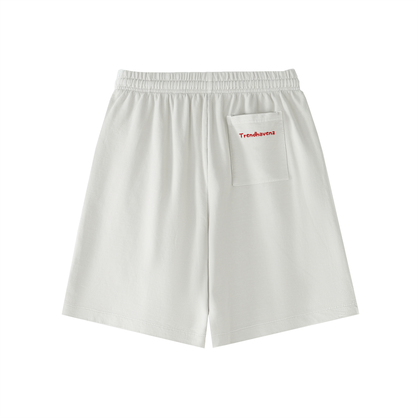 Cotton vintage-wash shorts in light greyish white, elastic waist and drawstring, side pocket