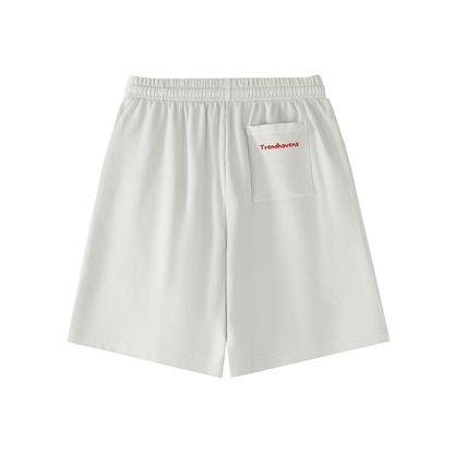 Cotton vintage-wash shorts in light greyish white, elastic waist and drawstring, side pocket
