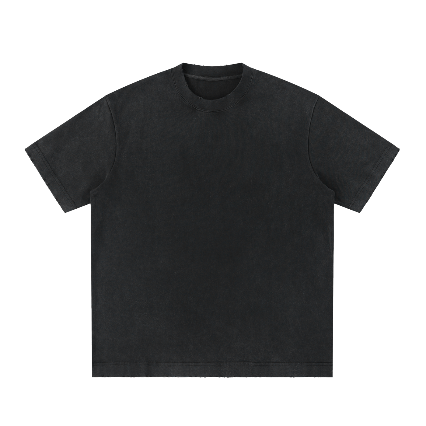 Black vintage-washed crewneck T-shirt with short sleeves