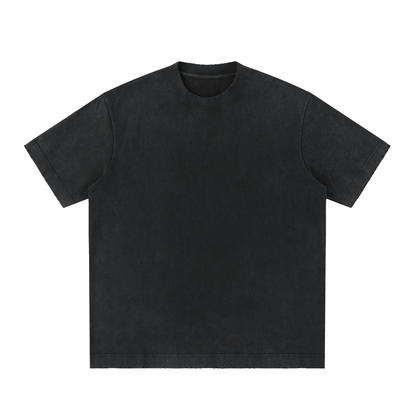 Black vintage-washed crewneck T-shirt with short sleeves