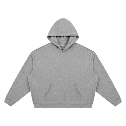 Unisex waffle boxy hoodie, light gray, pullover with hood and front kangaroo pocket