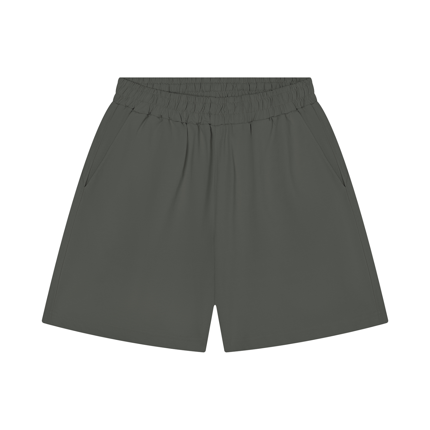 Unisex cotton shorts, regular fit, elastic waist, dark gray color.