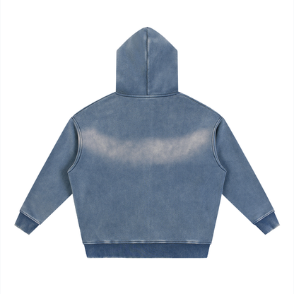 ABSTRACT EXPRESSION Sunfade Two-way Zipper Boxy Fleece Hoodie by ODMPOD
