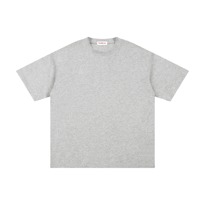 Light gray crewneck pure cotton T-shirt with short sleeves