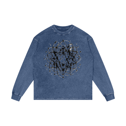 ABSTRACT EXPRESSION Acid Wash Oversize Long Sleeve T-Shirt by ODMPOD
