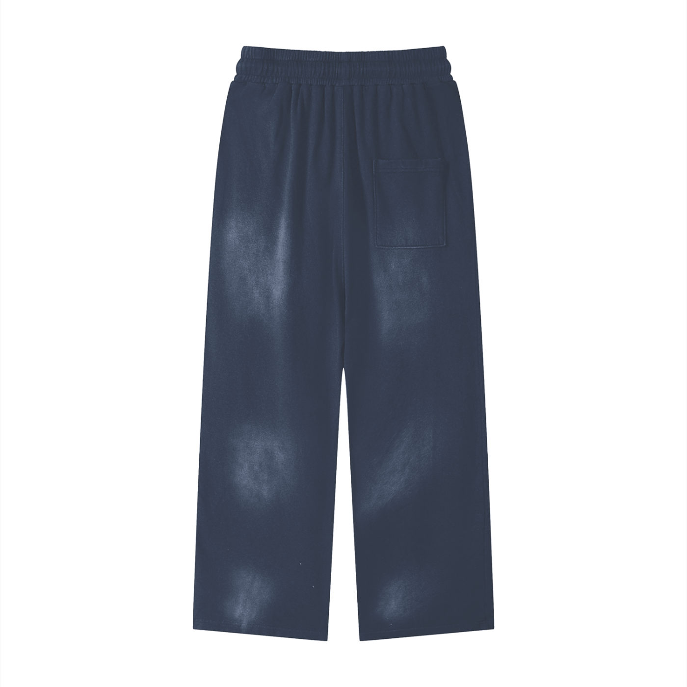 Blue cotton sweatpants with elastic waistband and side patch pocket