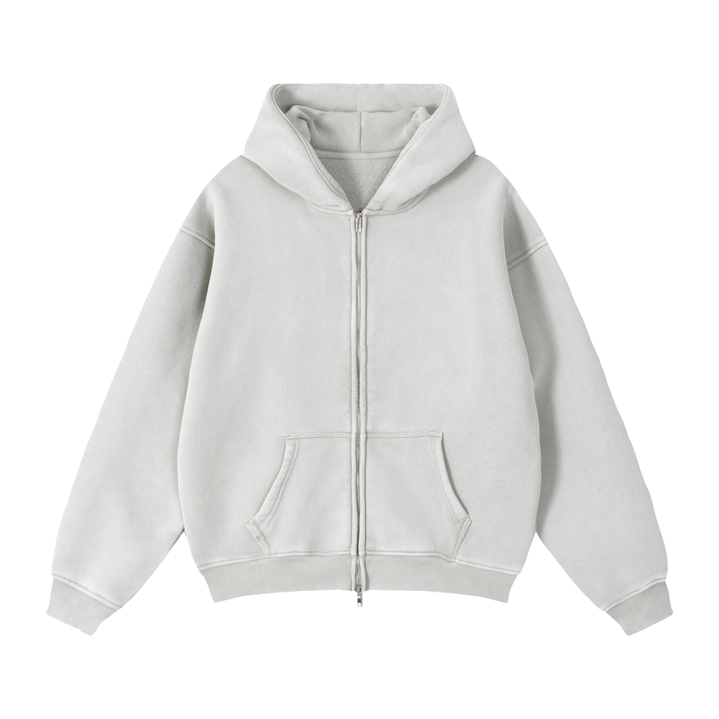 Zip-Through Boxy Fleece Hoodie by ODMPOD