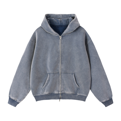 Zip-Through Boxy Fleece Hoodie by ODMPOD