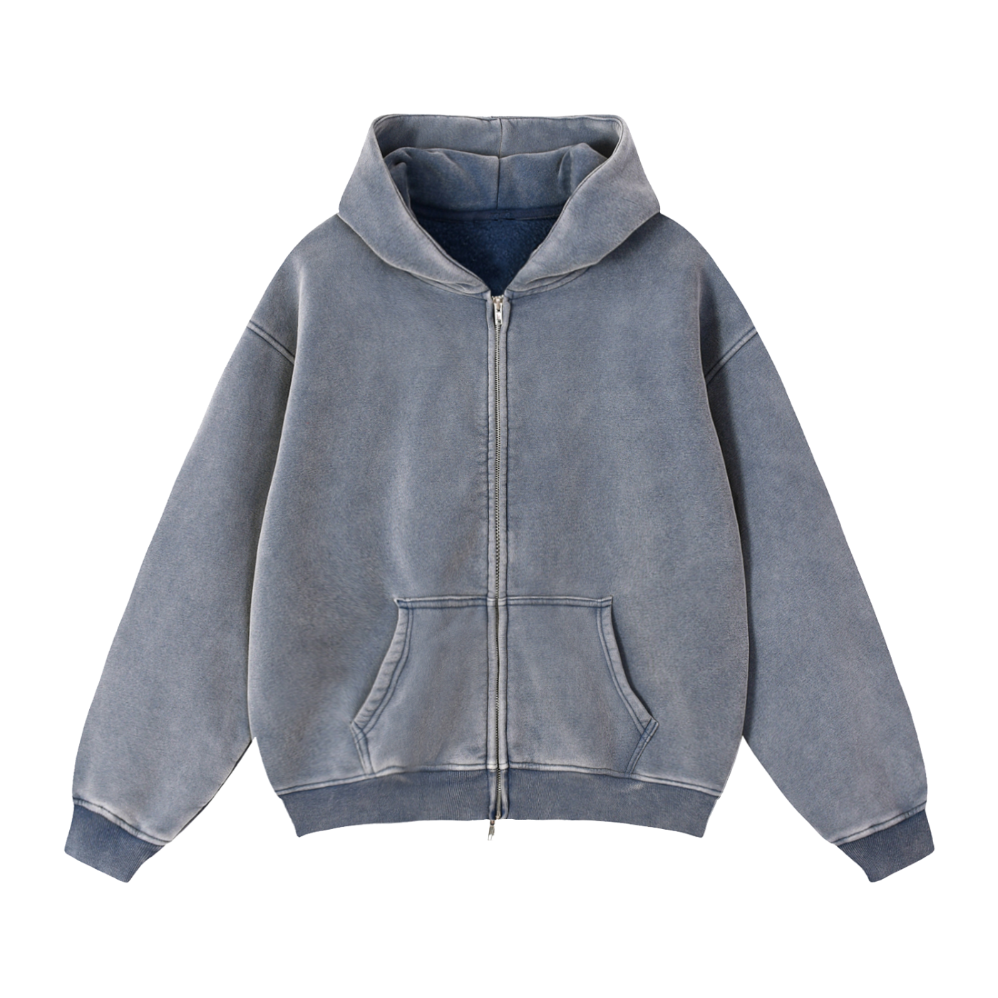 Zip-Through Boxy Fleece Hoodie by ODMPOD