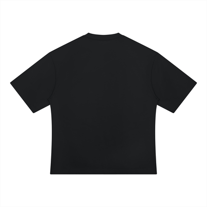Black oversized unisex crewneck T-shirt, relaxed fit, back view