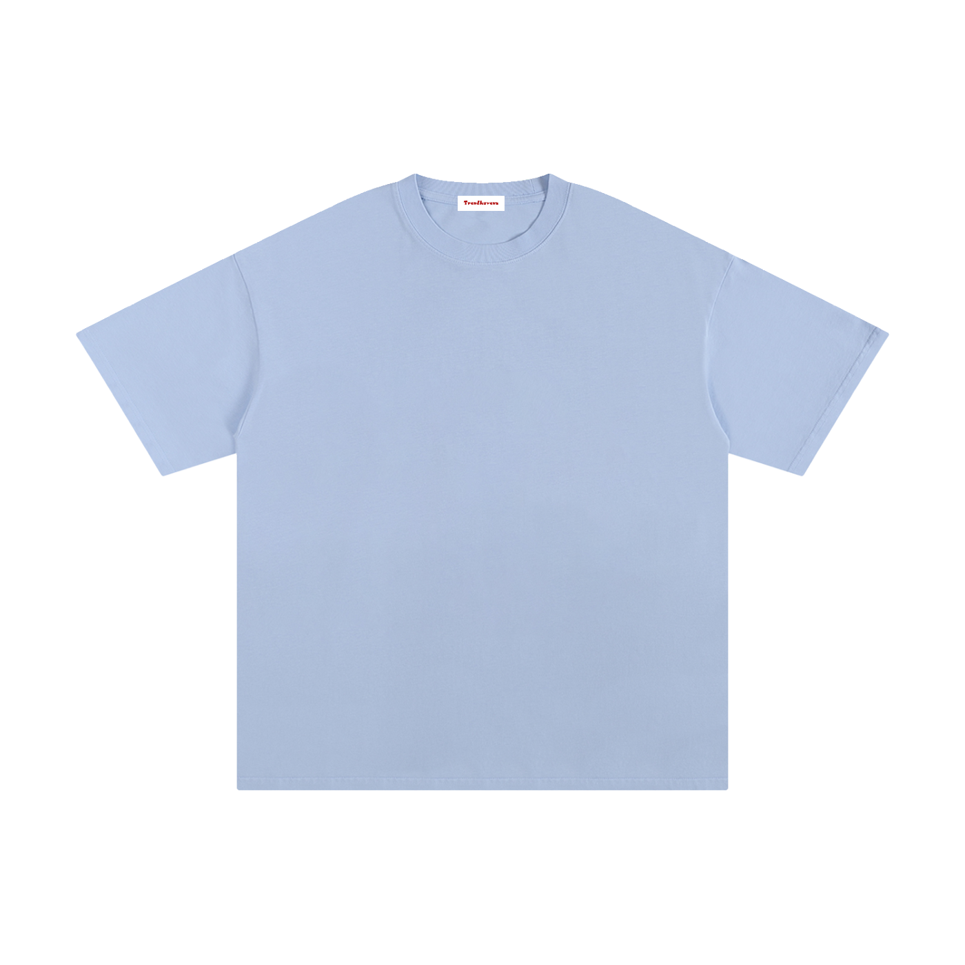 Light blue pure cotton T-shirt, crew neck, short sleeves