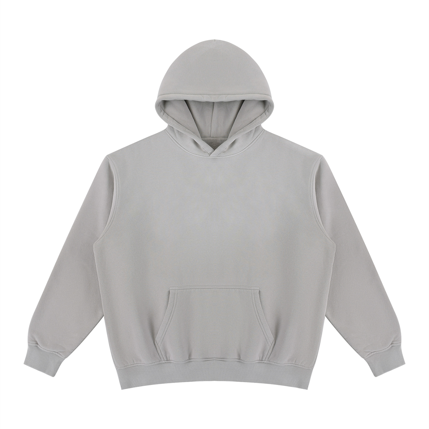 Unisex vintage-wash fleece pullover hoodie, light gray, front view