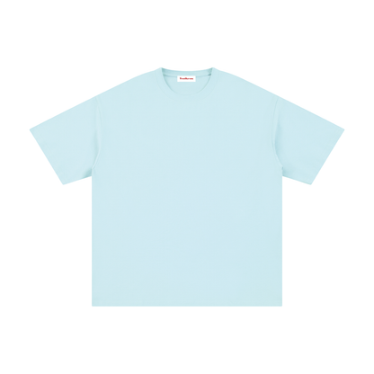 Light blue pure cotton T-shirt, crew neck, short sleeves, no graphic