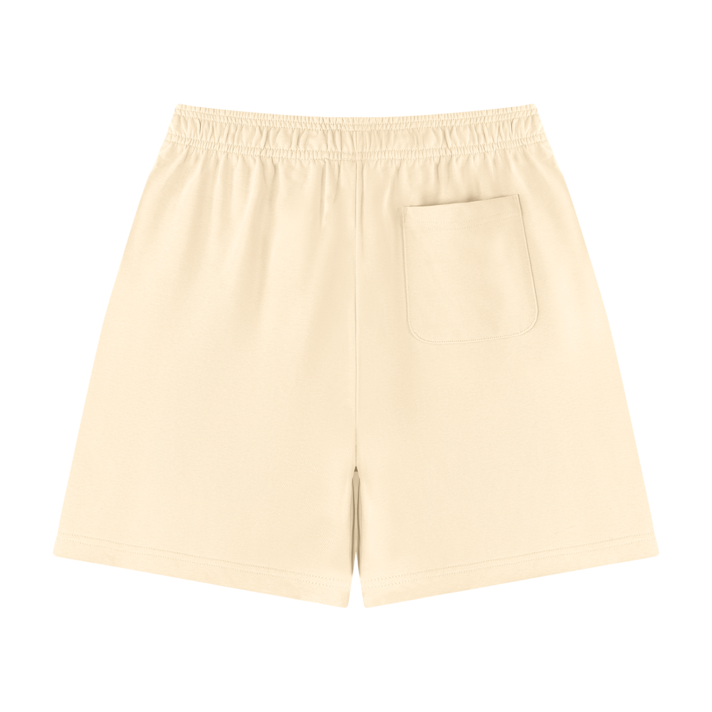 Unisex cotton drawstring shorts in apricot, front pocket, relaxed fit