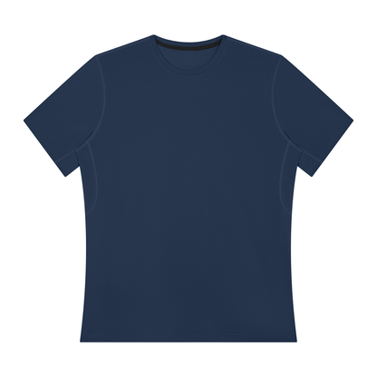 Men's performance t-shirt, navy blue crew neck, short sleeves