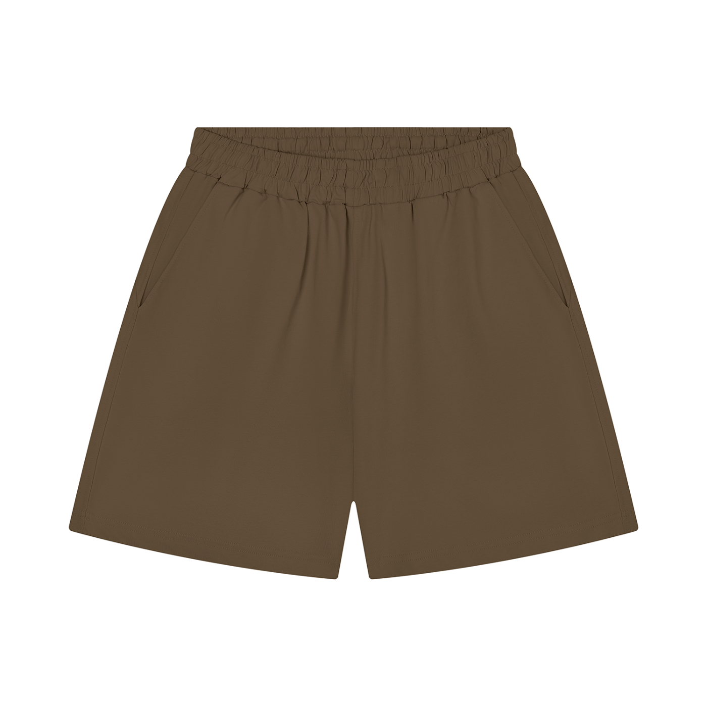 Unisex regular-fit shorts with elastic waistband, dark brown fabric