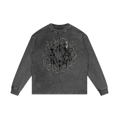 ABSTRACT EXPRESSION Acid Wash Oversize Long Sleeve T-Shirt by ODMPOD