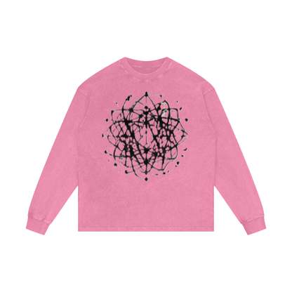ABSTRACT EXPRESSION Acid Wash Oversize Long Sleeve T-Shirt by ODMPOD