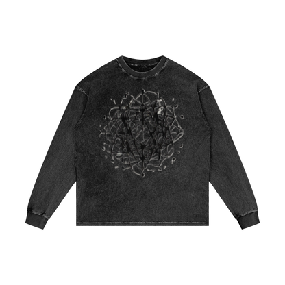 ABSTRACT EXPRESSION Acid Wash Oversize Long Sleeve T-Shirt by ODMPOD