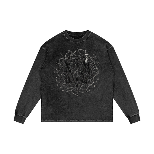 ABSTRACT EXPRESSION Acid Wash Oversize Long Sleeve T-Shirt by ODMPOD