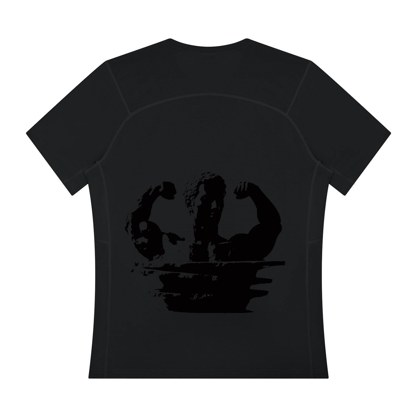 Men's regular-fit performance t-shirt, black, crew neck, back view with large graphic