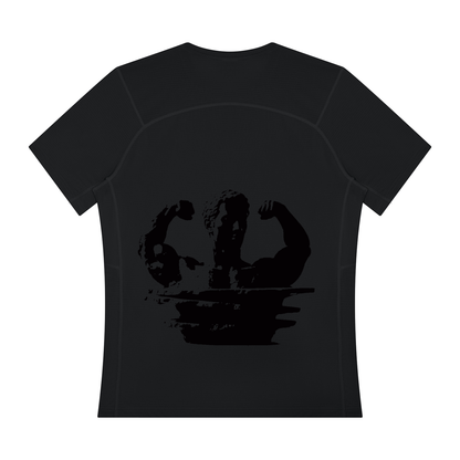 Men's regular-fit performance t-shirt, black, crew neck, back view with large graphic