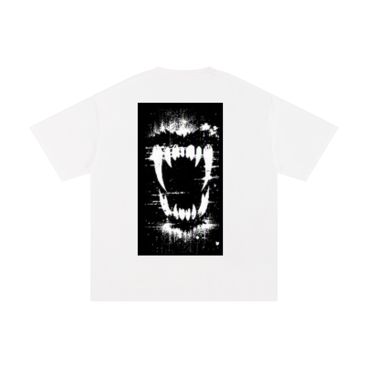 FERAL cotton T-shirt, white, back view, large square graphic print