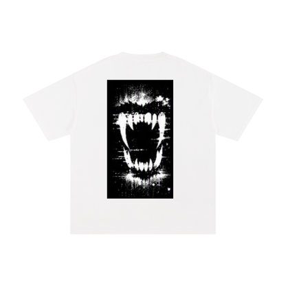 FERAL cotton T-shirt, white, back view, large square graphic print
