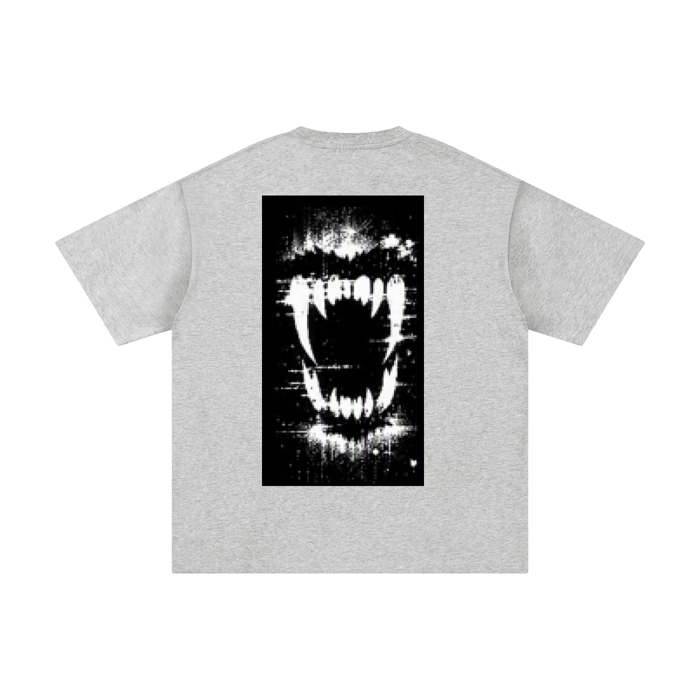 Light gray crewneck pure cotton T-shirt with black front graphic print