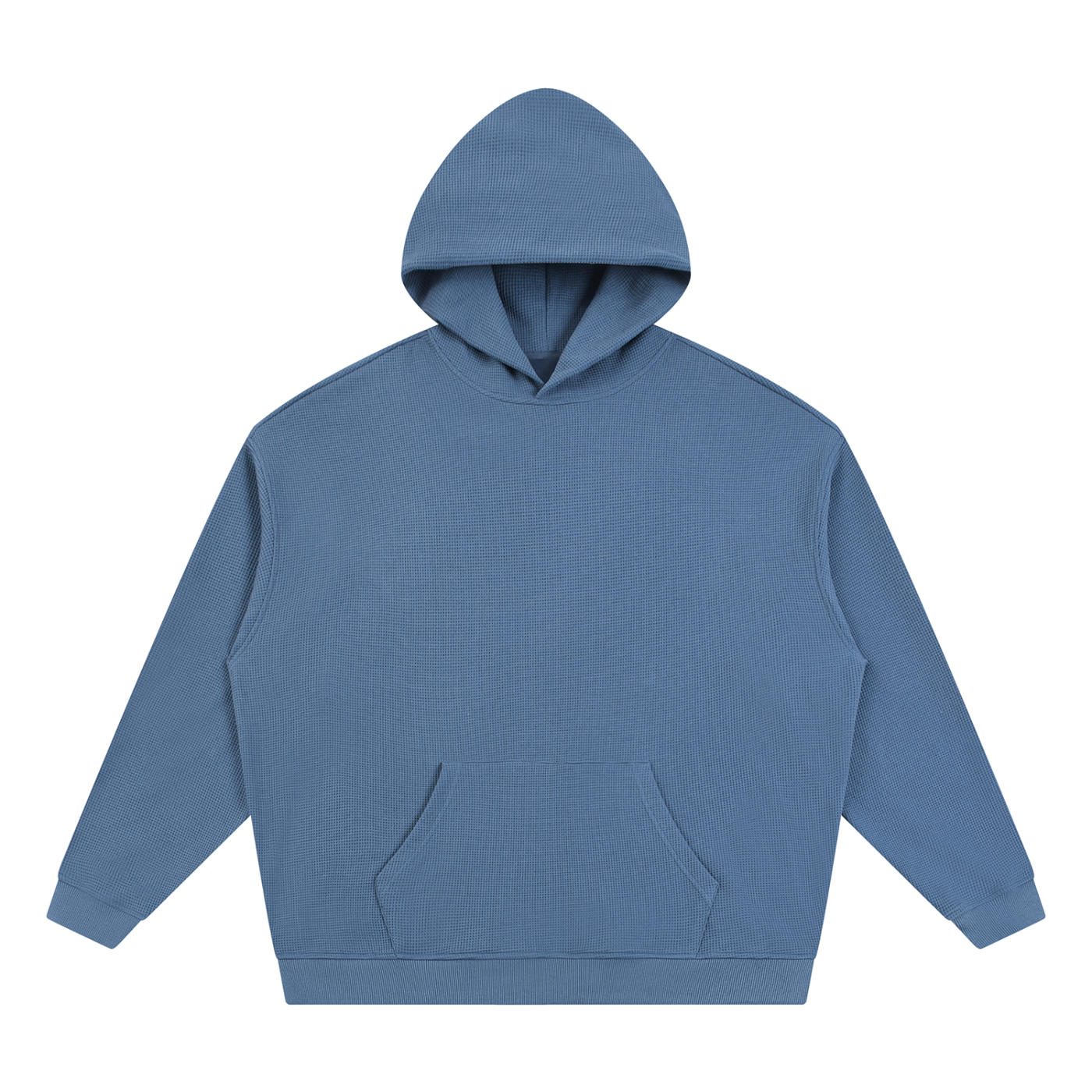 Unisex pullover hoodie, blue front with hood and kangaroo pocket