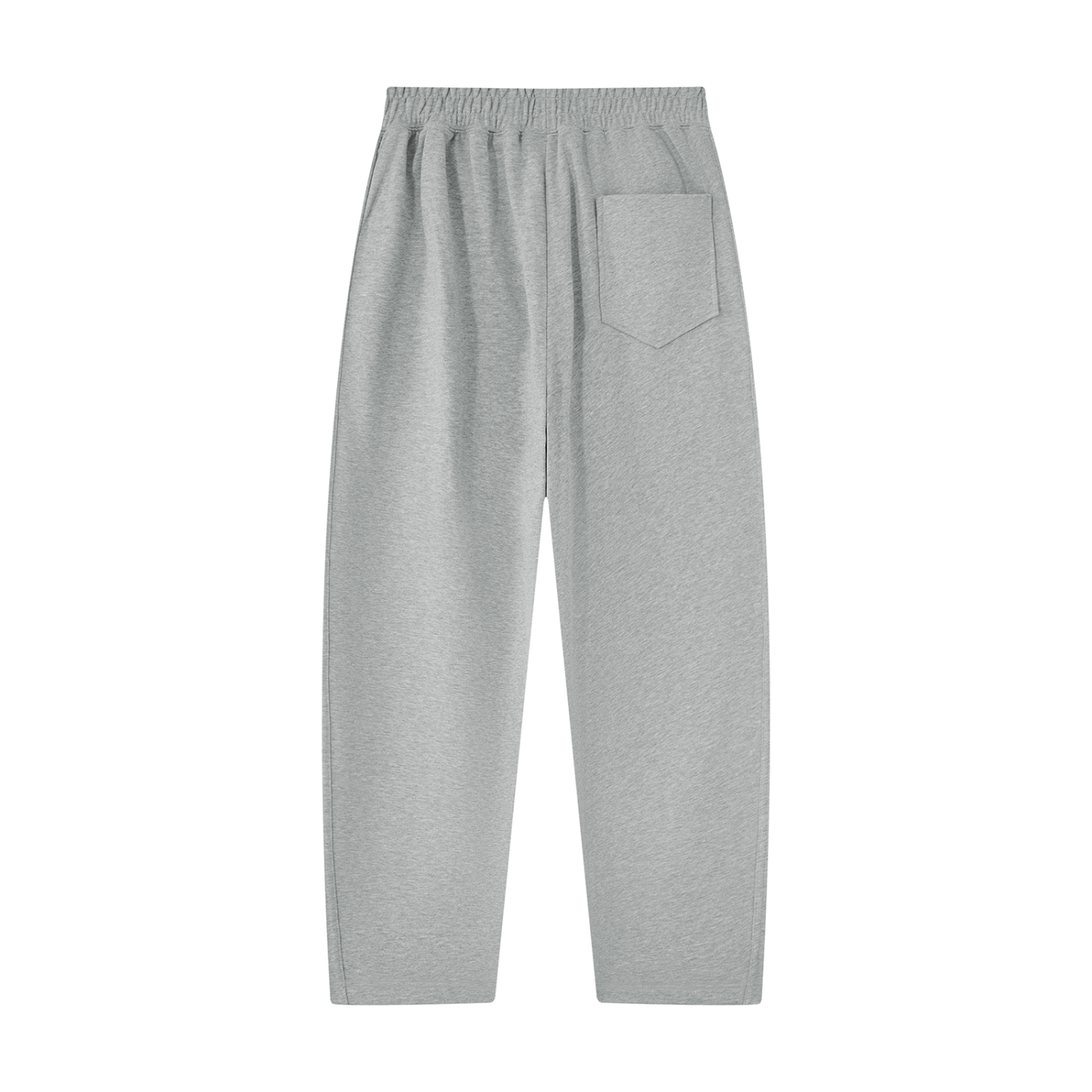 Dark gray unisex sweatpants with elastic waistband and side patch pocket on right leg.