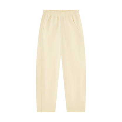Apricot unisex tapered straight-hem sweatpants with elastic waistband.