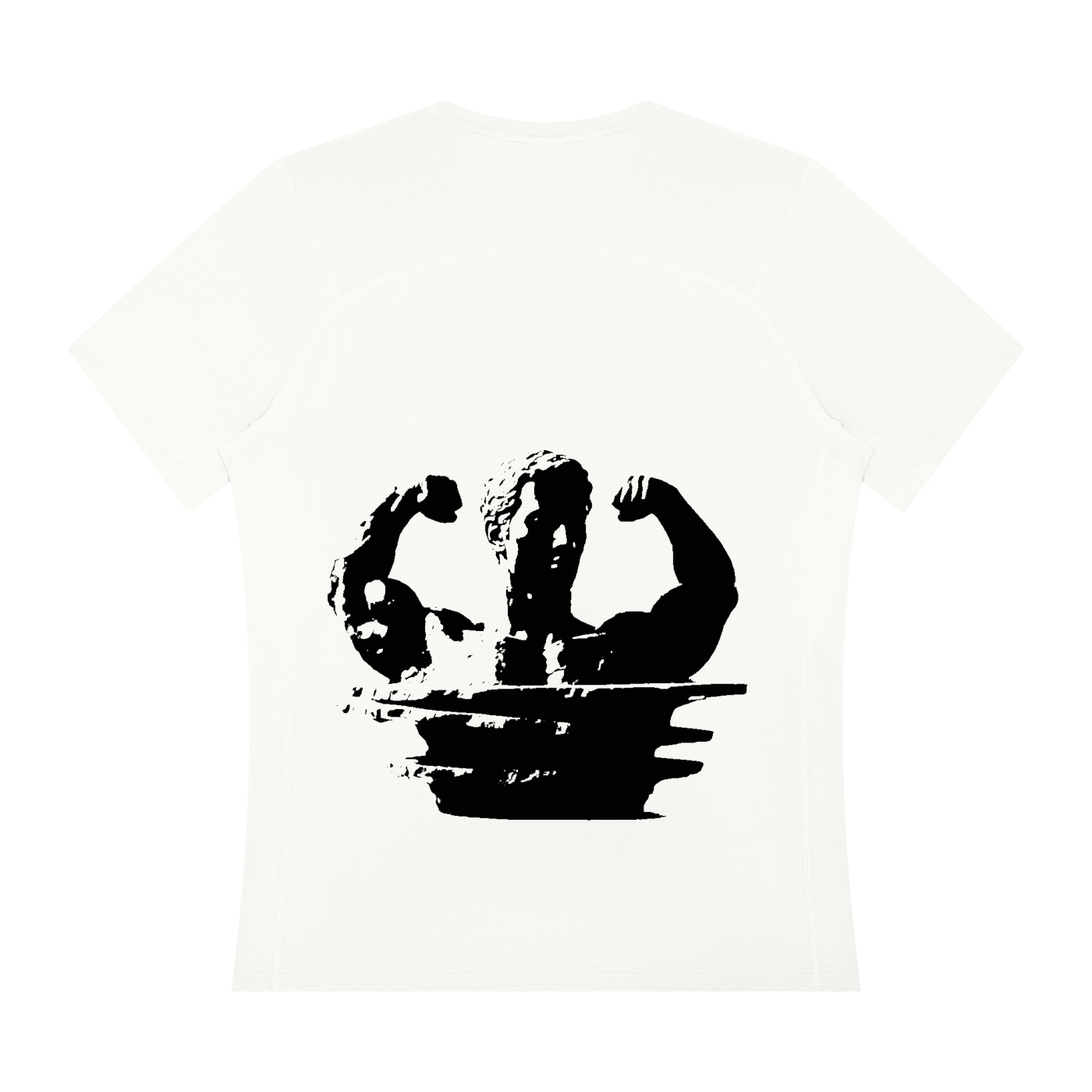 Men's regular-fit performance t-shirt, white, crew neck, back view with large graphic