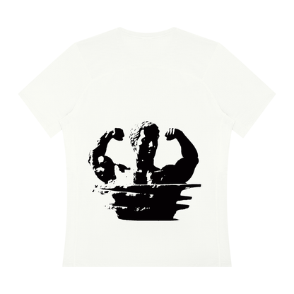 Men's regular-fit performance t-shirt, white, crew neck, back view with large graphic