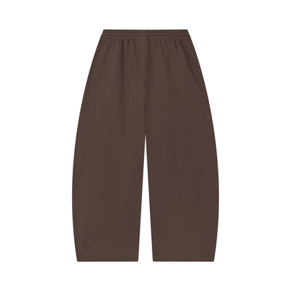 Waffle barrel leg pants in dark brown, relaxed wide-leg barrel fit
