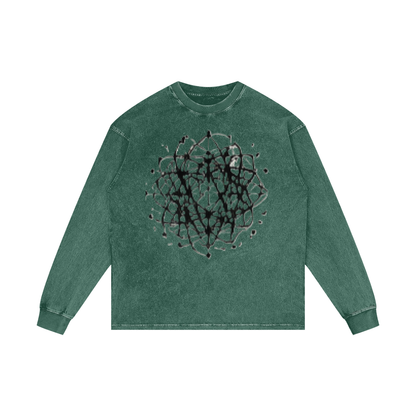 ABSTRACT EXPRESSION Acid Wash Oversize Long Sleeve T-Shirt by ODMPOD