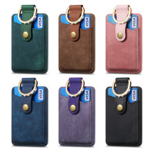 Magnetic card holder wallet with loop stand, assorted blue and brown tones