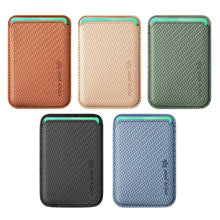 Textured MagSafe card holder wallet in assorted colors, multiple front views shown