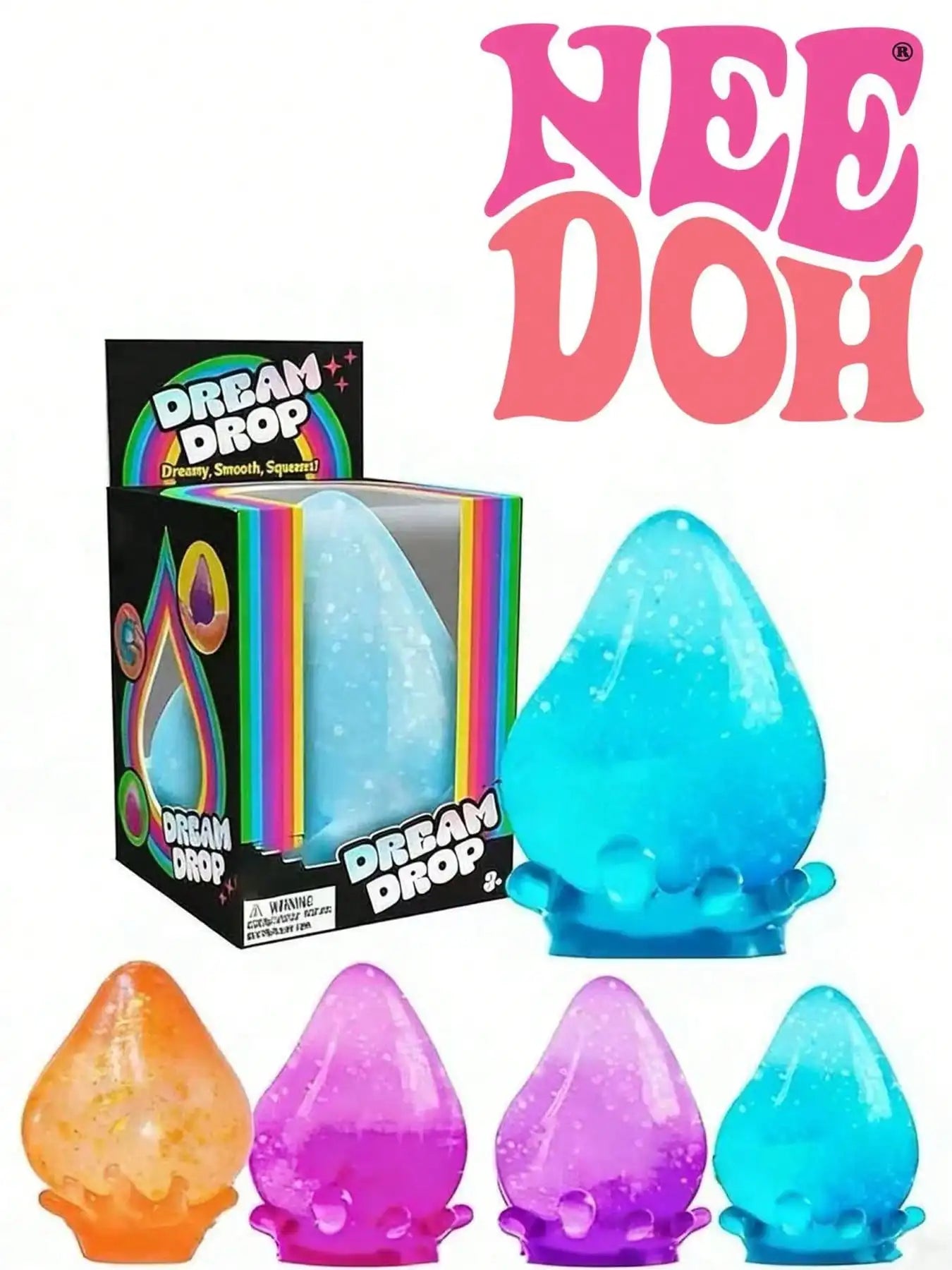 NEEDOH Water Drop Shaped Transparent Glitter Stress Relief Toy, Soft Sensory Toy Suitable For Children And Adults, Can Be Used A