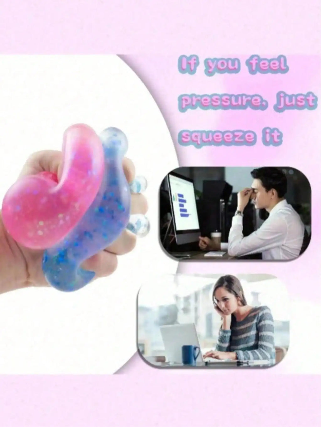NEEDOH Water Drop Shaped Transparent Glitter Stress Relief Toy, Soft Sensory Toy Suitable For Children And Adults, Can Be Used A