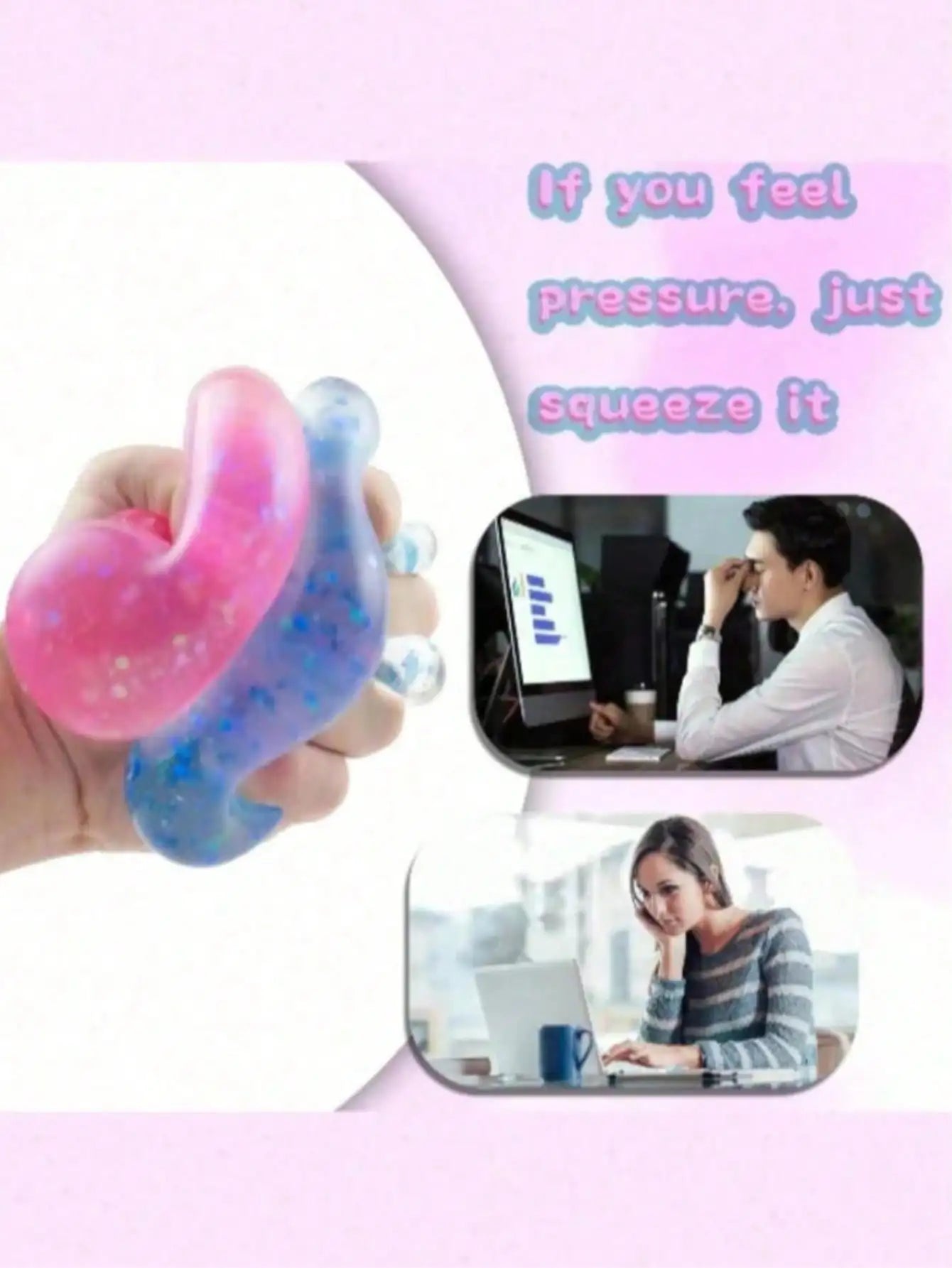 NEEDOH Water Drop Shaped Transparent Glitter Stress Relief Toy, Soft Sensory Toy Suitable For Children And Adults, Can Be Used A
