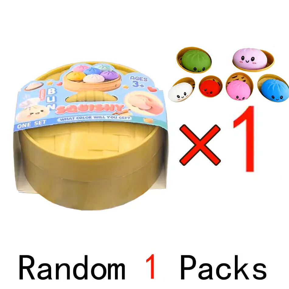 Squishy dumpling fidget toy packaging with count graphic for one set