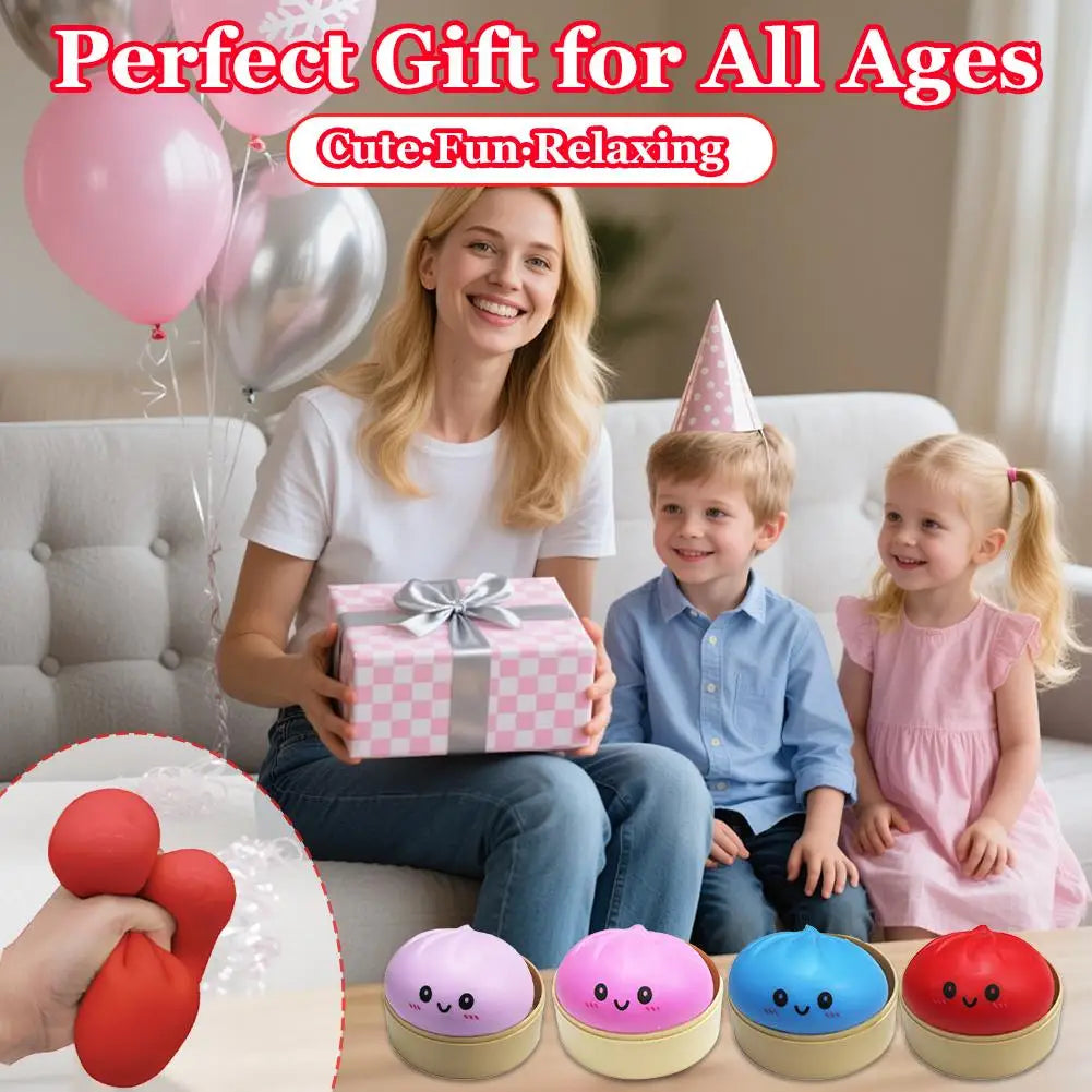 Giant Mystery Dumpling Squishy Soft Stretchy Bun with Food Steamer Design Pinchable Fingertip Fun Play and Squishy Lovers