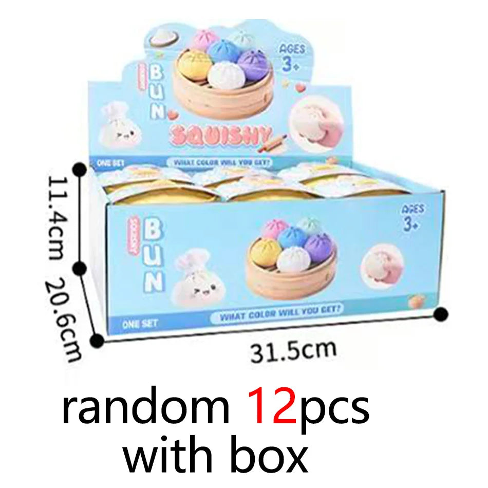 Dumpling squishy set display box with assorted cute dumpling characters