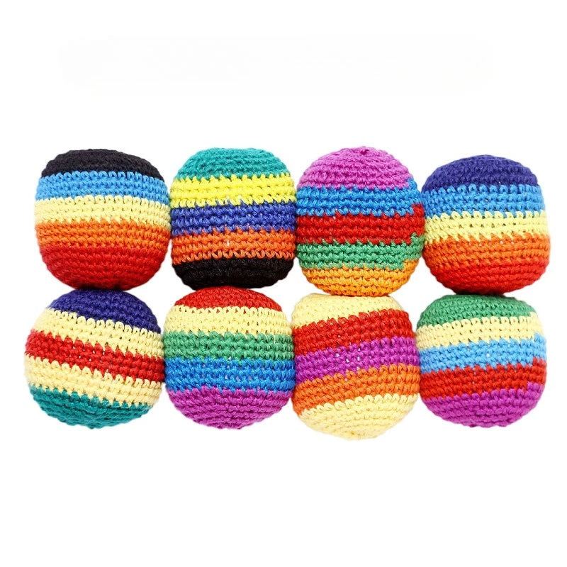 @Hot Pcs Hand-made Knitted Hacky Bags Set,  Footbag Sack，ssuitable for Children's Group Activities, with Strong Durability.