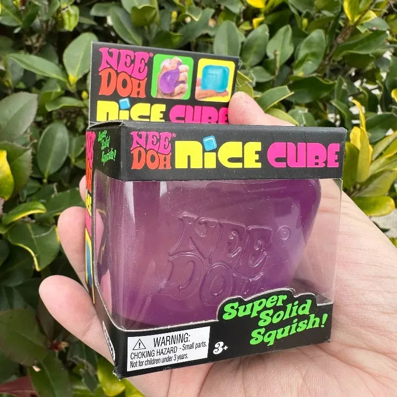 NeeDoh Nice Cube: Firm Slow-Rise Sensory Fidget for Stress Relief & Focus - Aesthetic Desk Toy Stress Ball for Kids and Adults