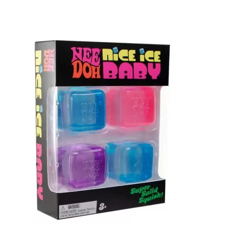 Needoh4 color ice cube shaped sensory toy, super solid pressure relief, adult anxiety relief, relaxation and decompression toy