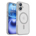 Magnetic shockproof iPhone case, gray translucent matte cover with MagSafe ring